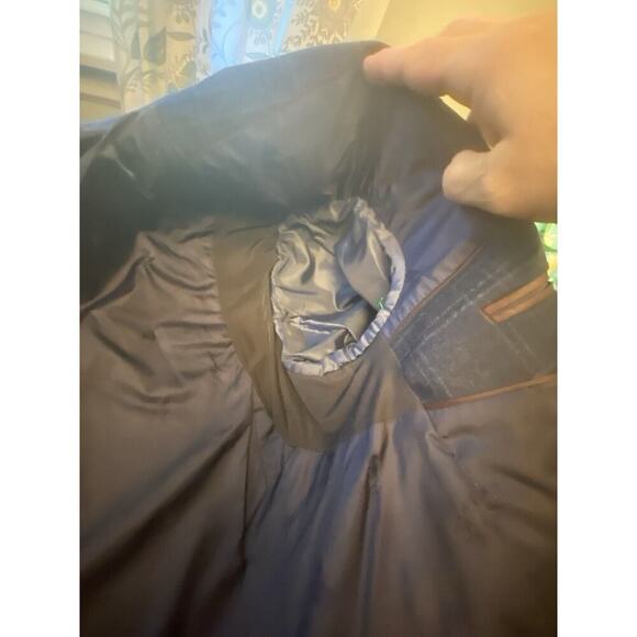 Jos A Bank 1905 Brrr Comfort Tailored Wool Blazer Navy Windowpane Men’s 44L - Picture 12 of 16